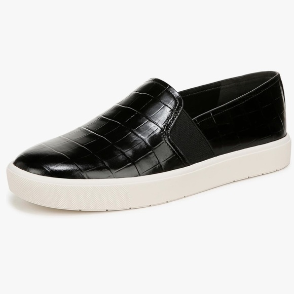 VINCE Blair EUC size 8.5 croc embossed black sneakers - Picture 1 of 10